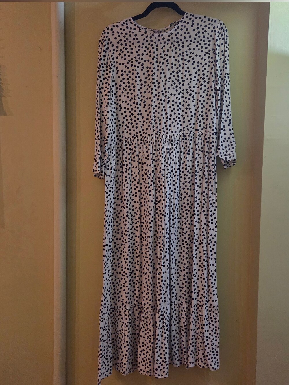 Zara classic black and white polka dot midi dress XS
